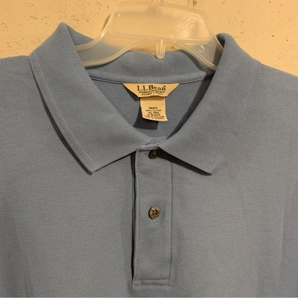 Double L Polo Shirt Short Sleeve Wrinkle Resistant L L Bean Light Blue Size XL